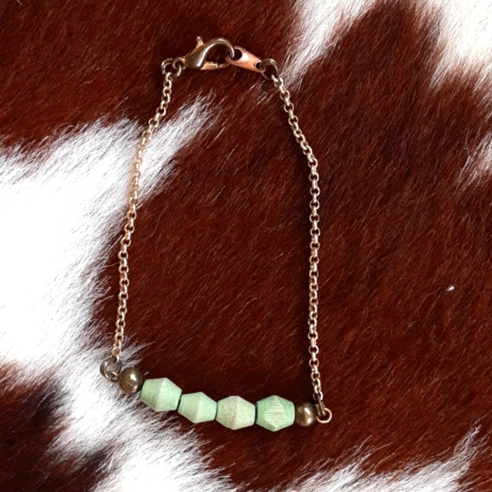 Mint Green Wood Bead Bracelet